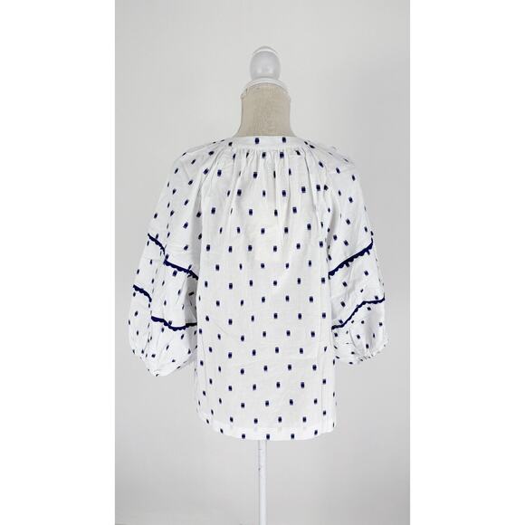 Tyler Boe Womens Molly Blouse 3/4 Sleeve Split Neck Cotton Size Small White NWT - Picture 3 of 13